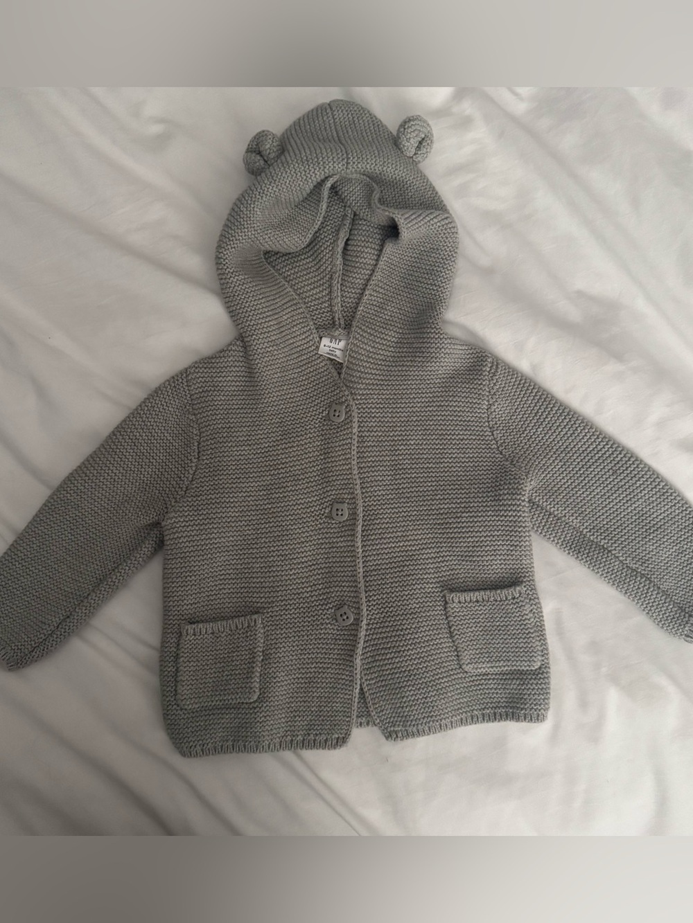 Gap baby knit teddy bear cardigan grey 6-12 months